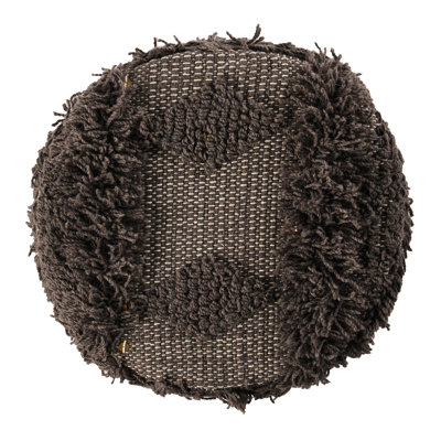Dark Brown Stool - 16X16 With Wool & Cotton And Eucalyptus Wood 15.83" D X W Seat Fusing Wool, Cotton, Strong