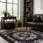 Black Floral Washable Rug Indoor Carpet-307352183