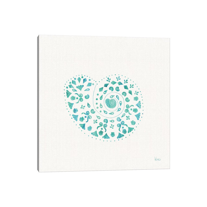 Sea Charms IV Teal, No Words by Veronique Charron - Wrapped Canvas Print, 30.48 cm H x 30.48 cm W