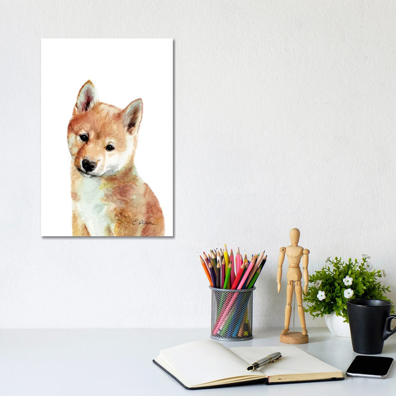 Shiba Inu Puppy by Watercolor Luv - Wrapped Canvas Print, 30.48cm H x 20.32cm W x 1.9cm D