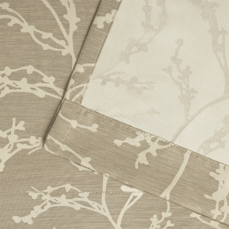 Bellicent Floral Room Darkening Thermal Grommet Curtain Panel Pair, Natural, 52" W x 108" L