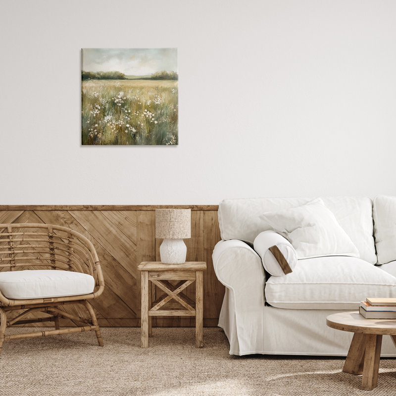 «Neutral Field Of Flowers», conception par Petal Prints Design, H 17 po x l 17 po