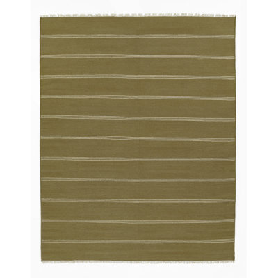Hand Tufted Striped Area Rug in Green