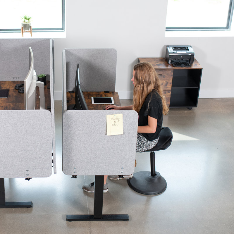 Gray Clamp-On Acoustic Desk Privacy Panels Set