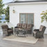 Carolina 5-Person Square Outdoor Conversation Set With 3-Seat Sofa And Coffee Table