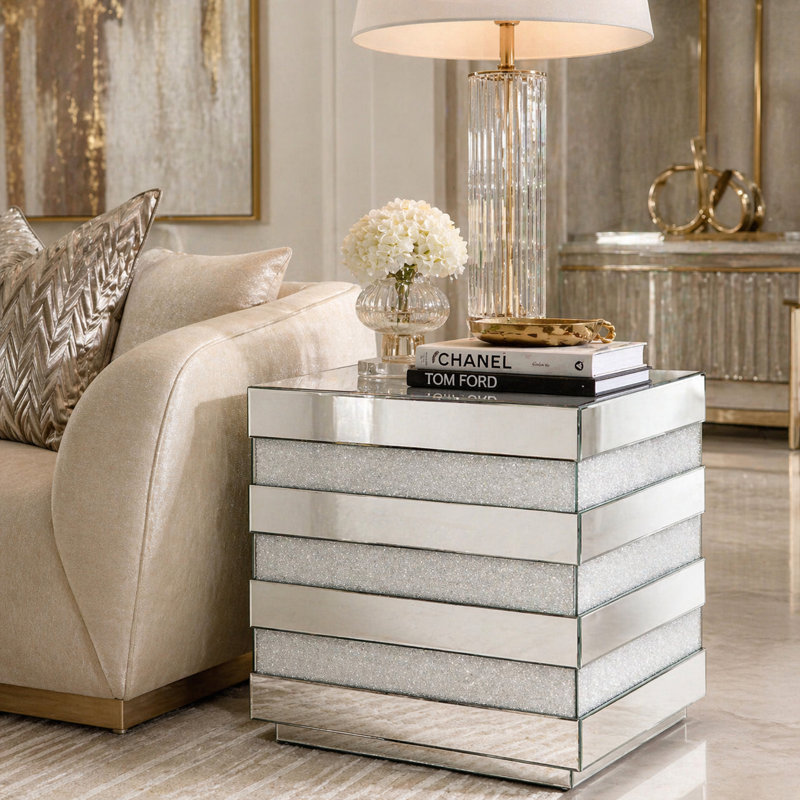 Lustre Strata Mirrored End Table