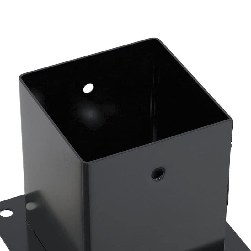 Post Bases Square 12 Pcs Galvanised Steel, Anthracite, 15cm H x 18cm W x 18cm D