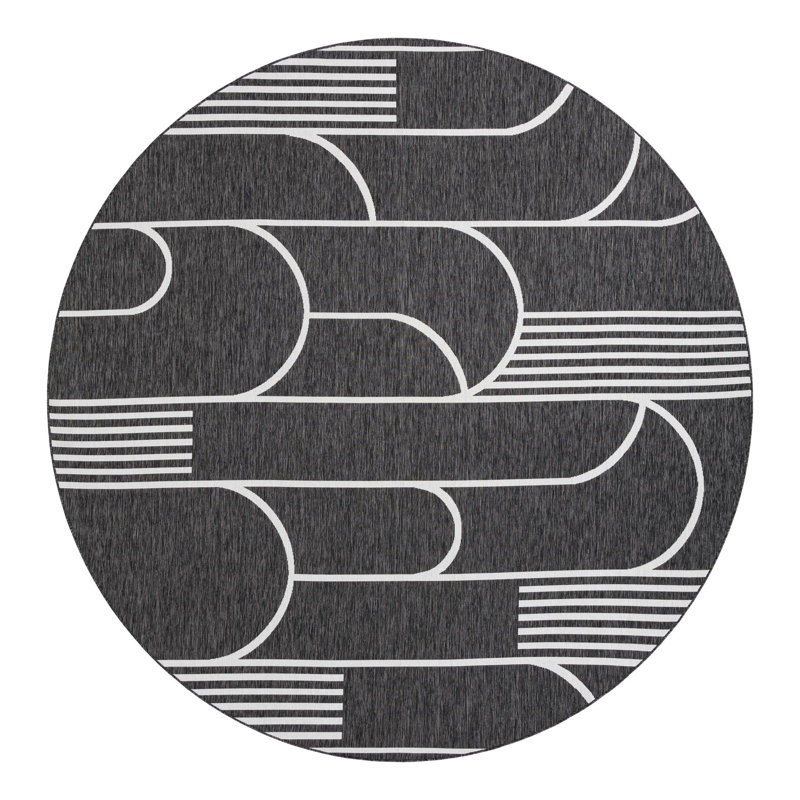 Indoor/Outdoor Modern Area Rug, Round 12'