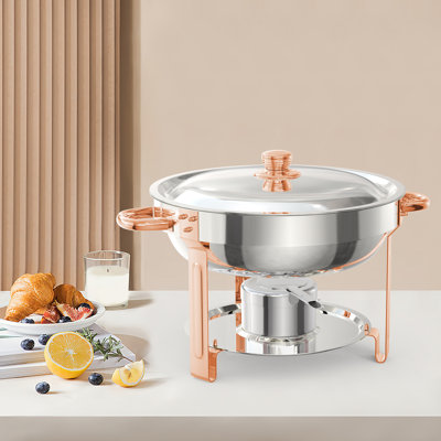 Ensemble 6 pièces - Ensemble de plats de réchaud en acier inoxydable 5 pte - Couvercle en verre, porte-couvercle, cuillère et pince
