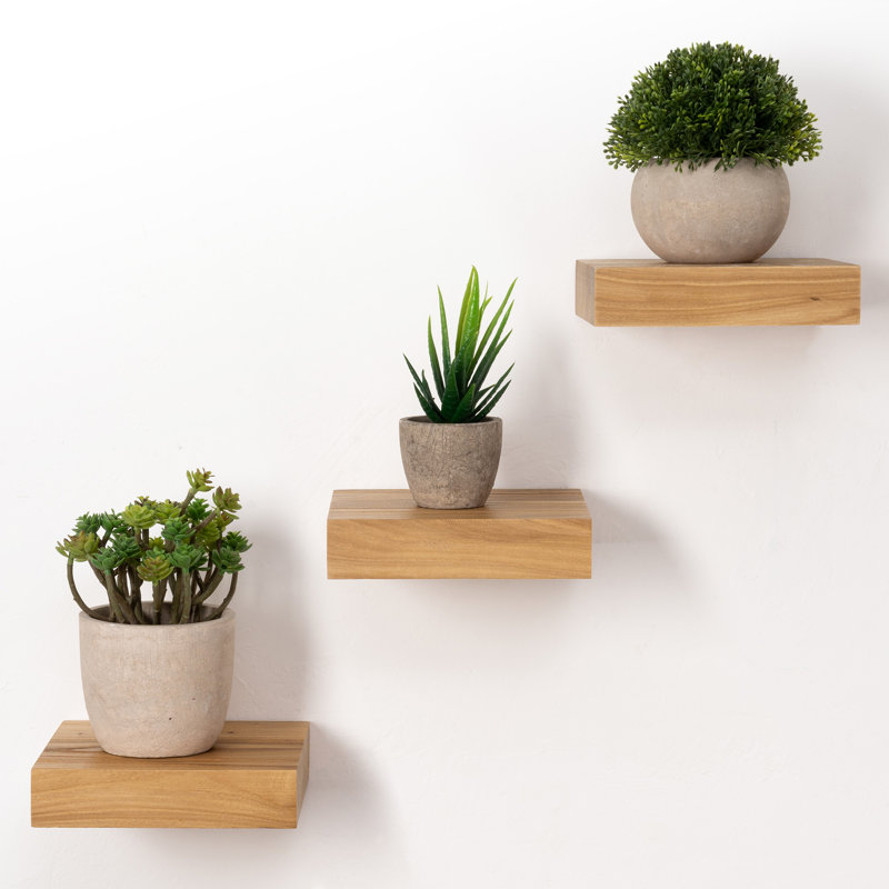 Sylven 3 Piece Rustic Reclaimed Wood Floating Shelves for Wall, Small Shelf for Bedroom, Living Room, Kitchen, Bathroom Decor