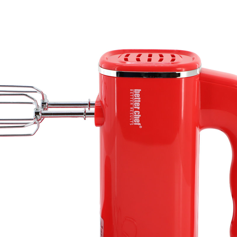 Batteur à main Better Chef Better Results à 5 vitesses avec fonction turbo et support de rangement, rouge, Rouge
