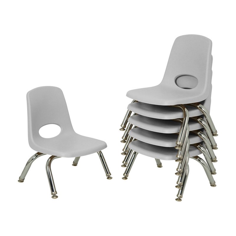 Chaise de classe empilable, 10", Gris clair, Pivotant et oscille