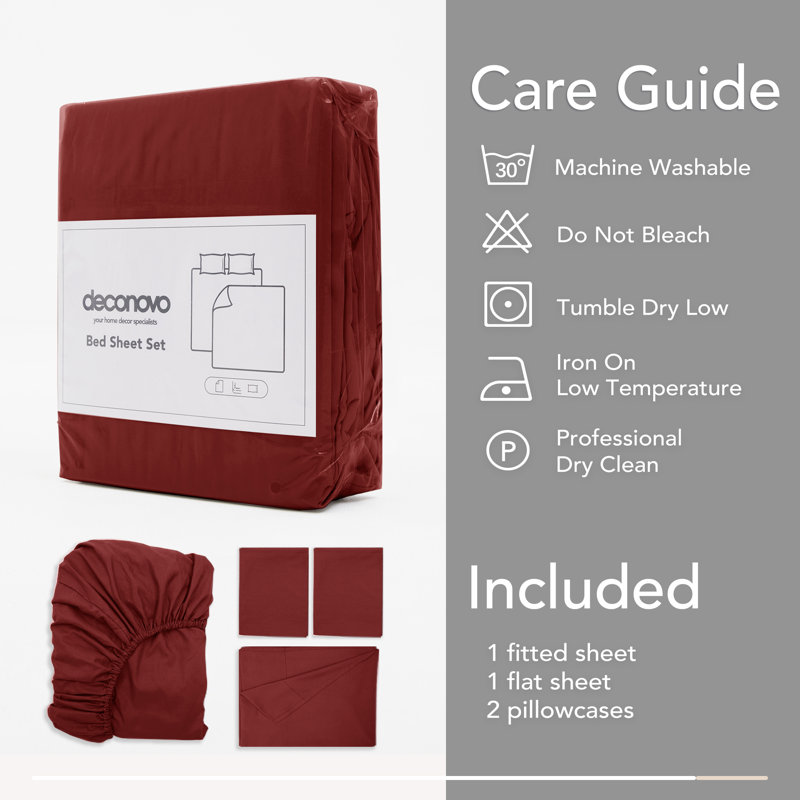Microfiber Sheet Set, King, Burgundy