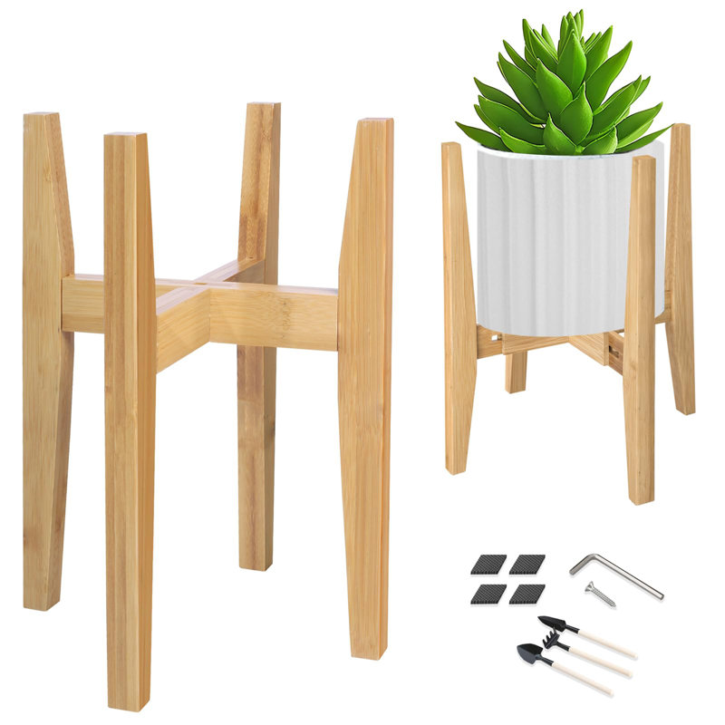Bamboo Adjustable Plant Stand Indoor, Natural