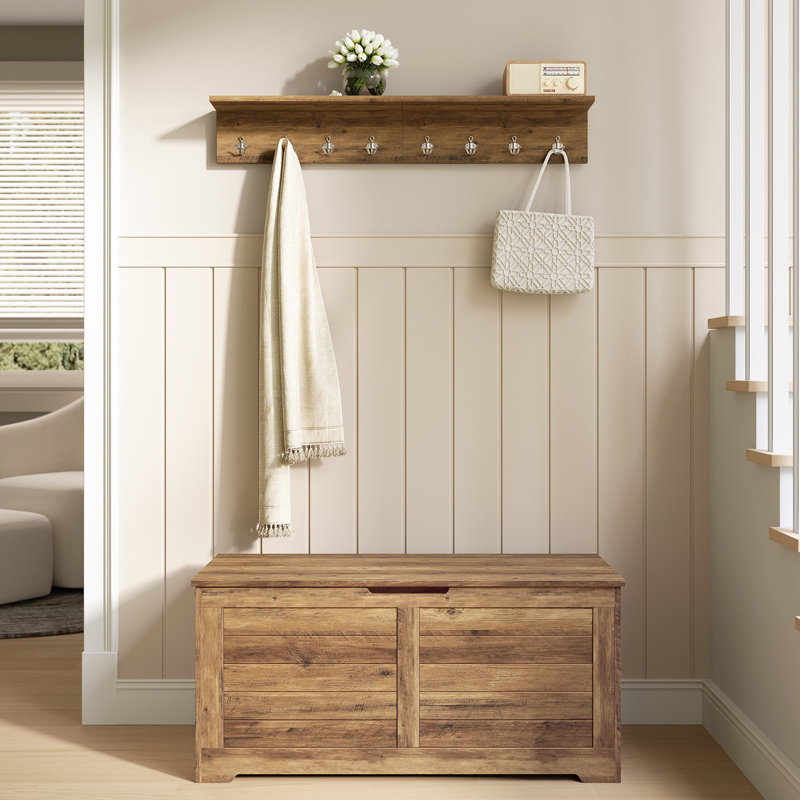 Banc de rangement Kebra , H 18,1 po x l 39,4 po x P 15,7 po, Honey Brown