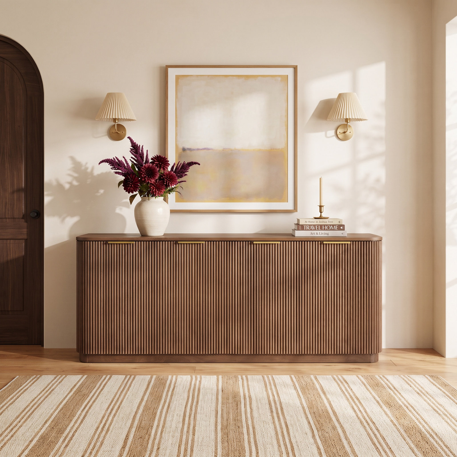 Nova Sideboard Cabinet, Brown Reeded Birch
