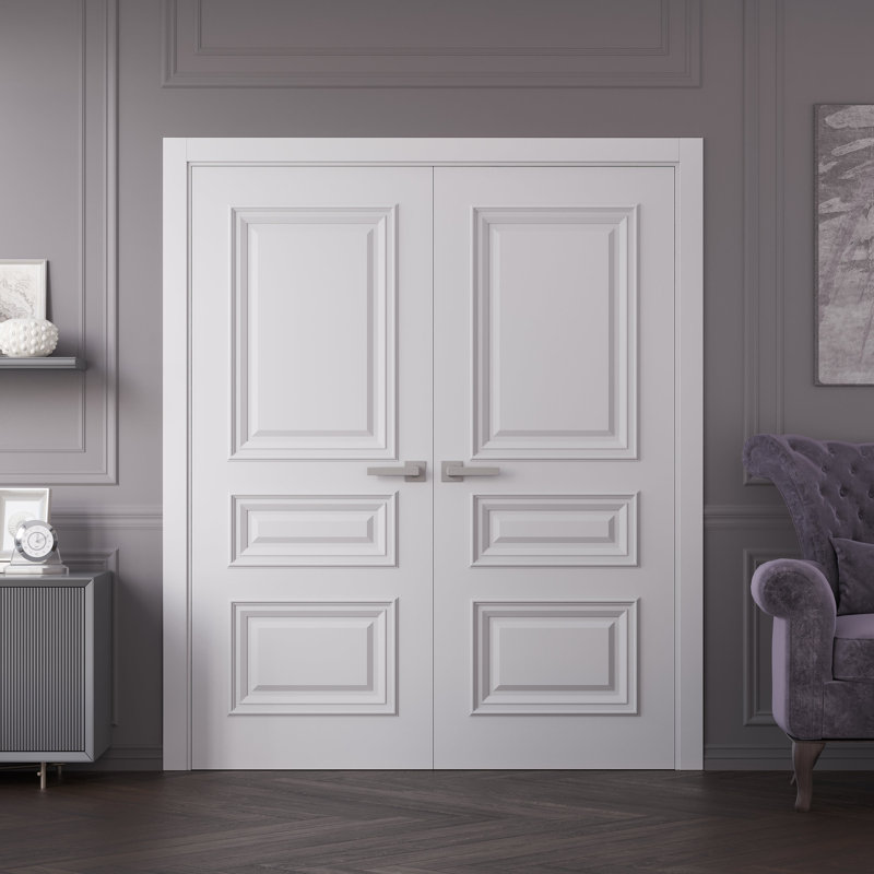Portes intérieures intérieures | Émail blanc IM33 1833 | Cadre de panneau intérieur en bois massif | Portes de chambre à coucher pour garde-robe