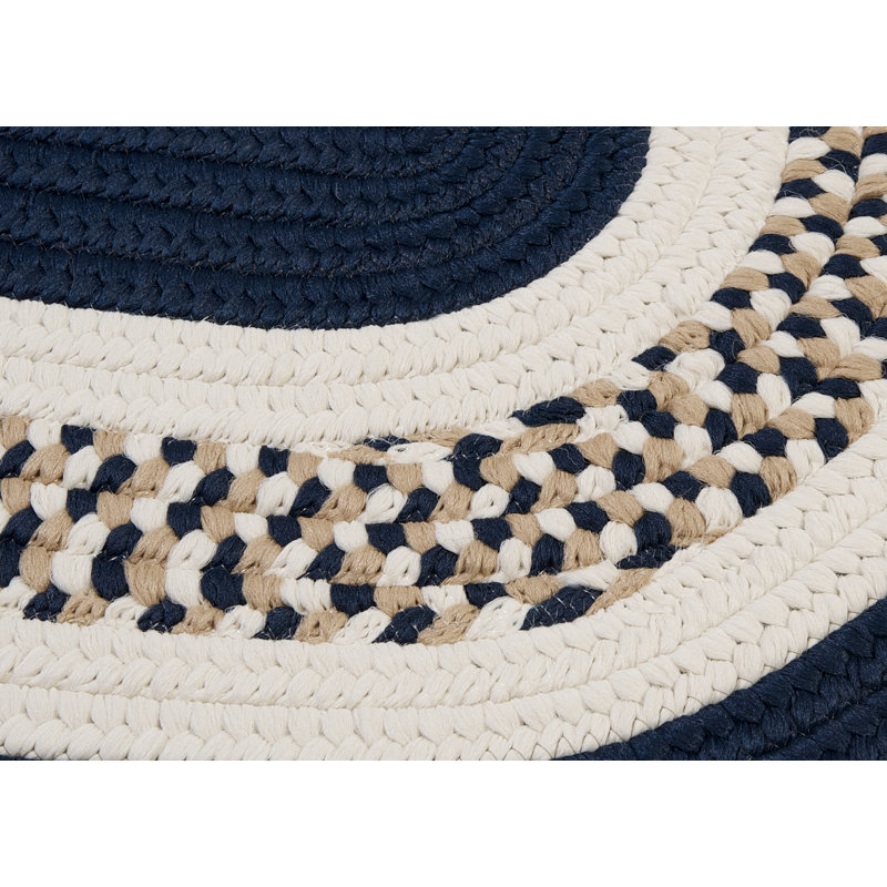 Tapis bleu marine intérieur / extérieur tressé à la main Bloxom, Ovale 11 pi x 14 pi