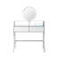 Table de coiffeuse à miroir argenté avec lumières DEL et miroir, 2 tiroirs spacieux, tablette ouverte, point de charge de la chambre à coucher, lumières de bureau de maquillage 33,9 po, station pour grands tiroirs