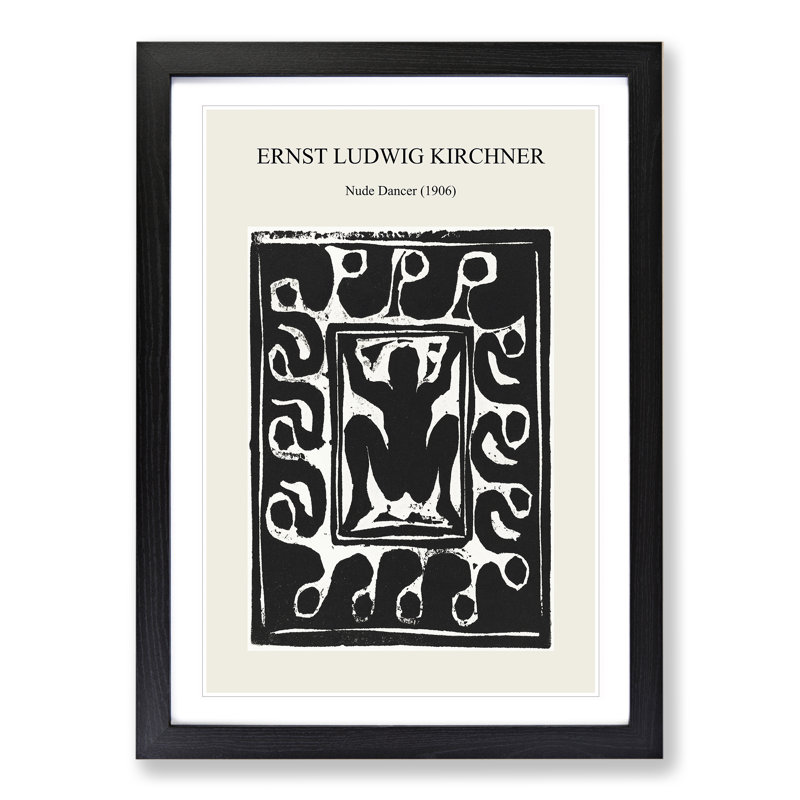 Nude Dancer by Ernst Ludwig Kirchner - Picture Frame Painting, 65cm H x 48cm W x 2cm D, Black