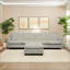 4-Seater Modern Fabric Modular Cloud Sofa With Ottoman-2010363416