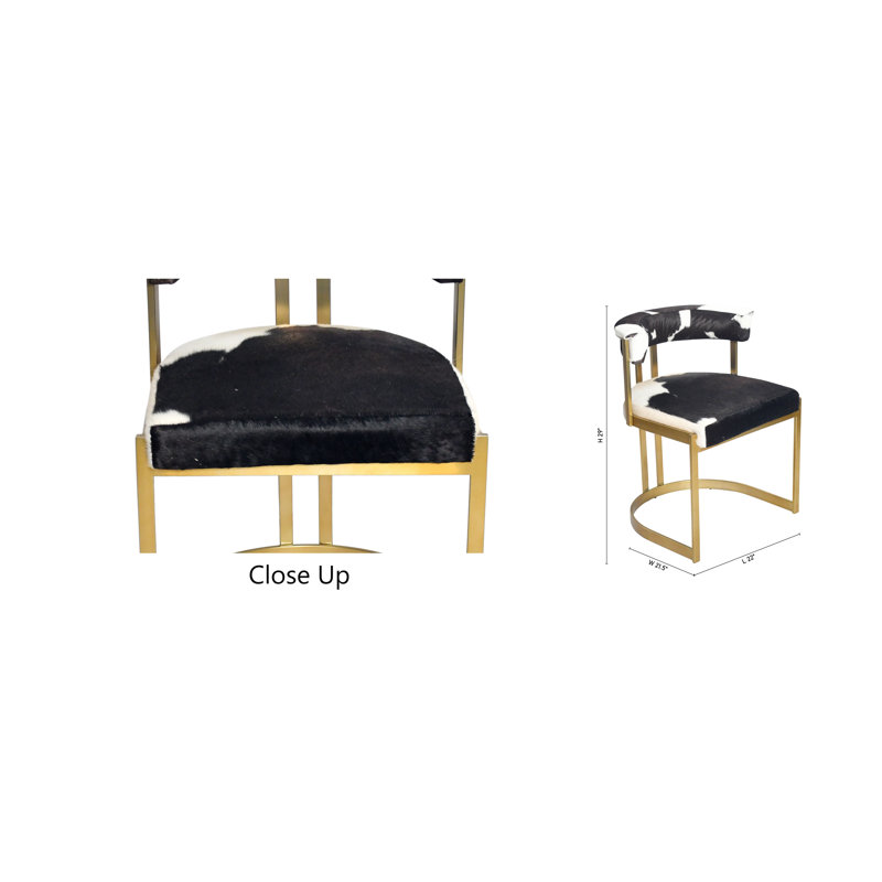 Emerine Stainless Steel Cowhide Chair, Gold