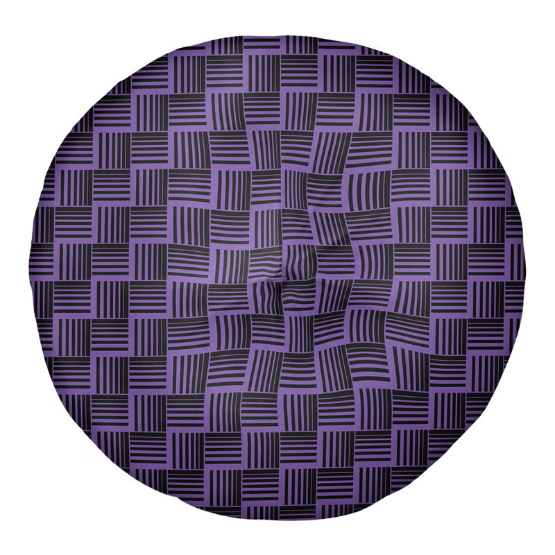 Coussin de sol classique à rayures Baskettressées, 26 po x 26 po, Mauve/noir