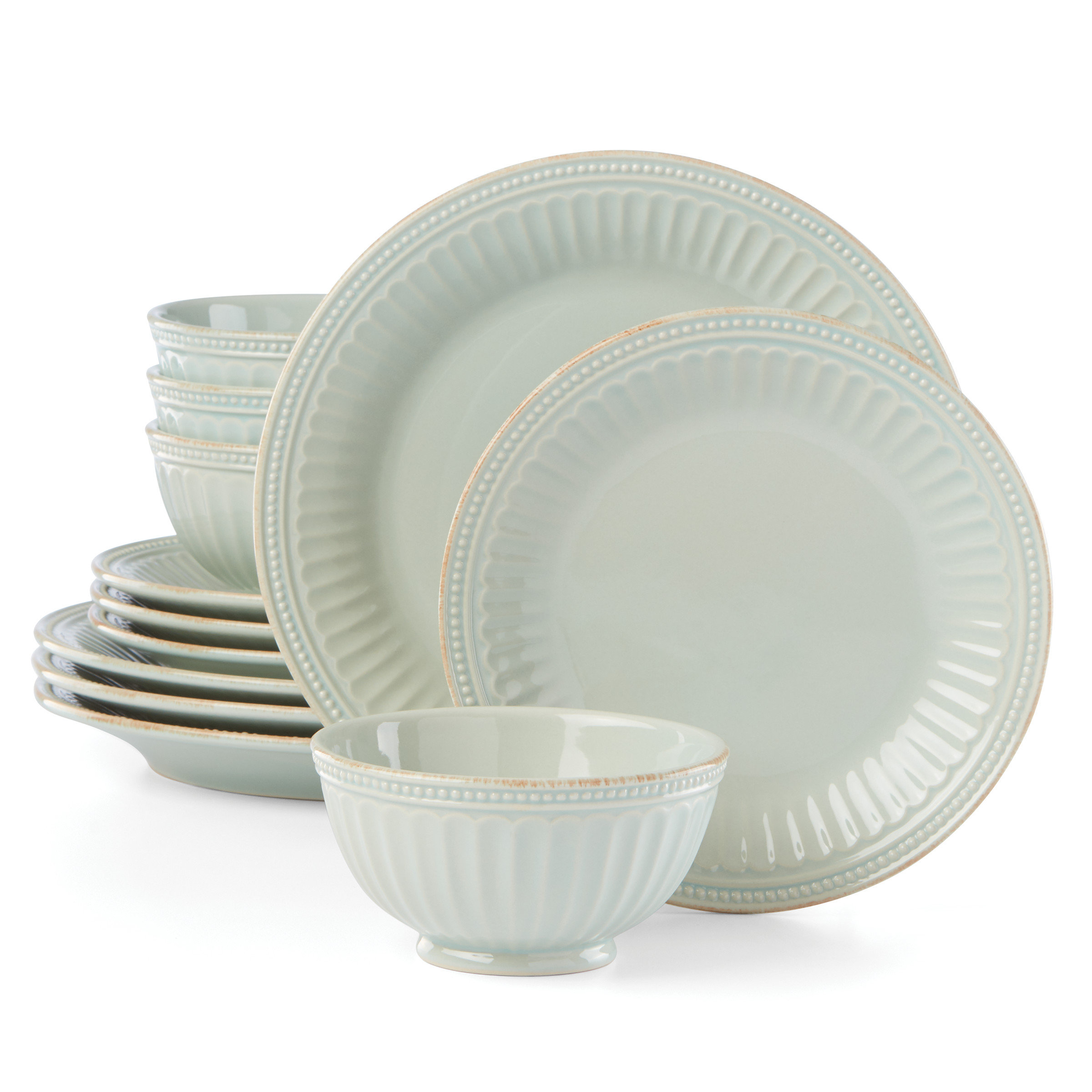 Lenox French Perle Groove Ice Blue Plate & Bowl Dinnerware & Reviews | Wayfair