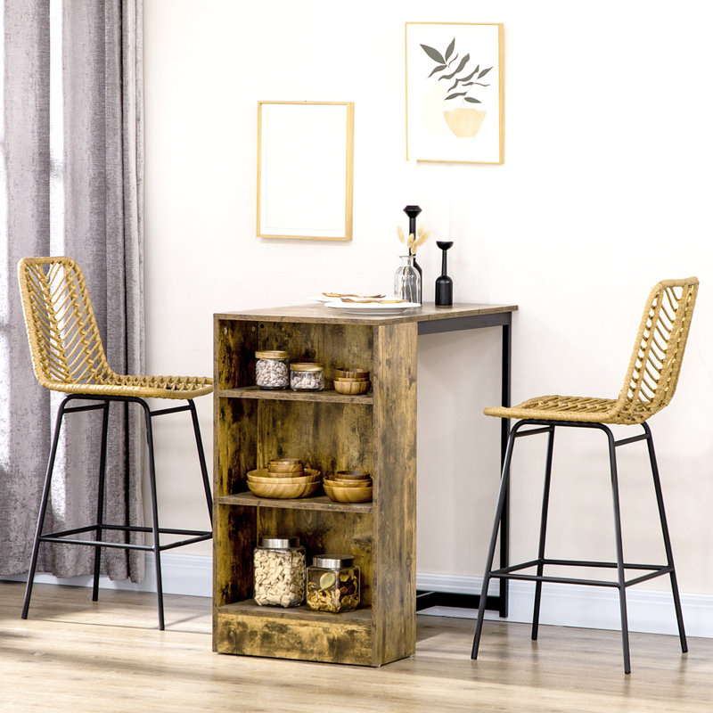 Ensemble de 2 tabourets de bar en rotin de 26 po de hauteur avec comptoir et siège en osier respirant Boho