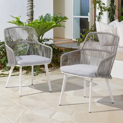Fauteuil de salle à manger d'extérieur avec coussins Daiwik
