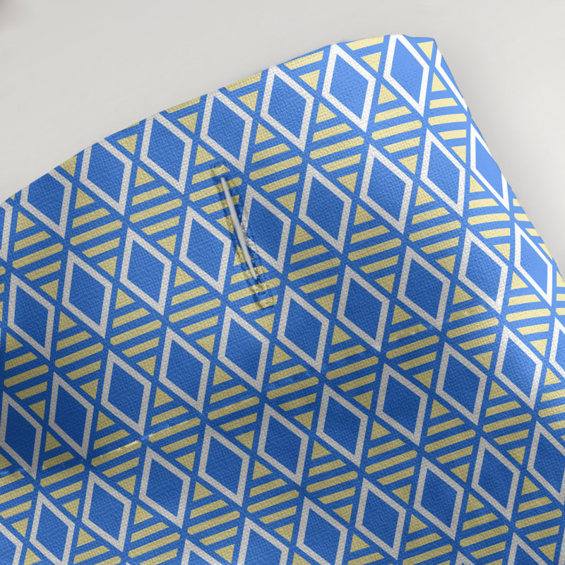 Rideau de douche simple hexagonal classique, Diamond and Lattice, Blue/Yellow Geometric 2