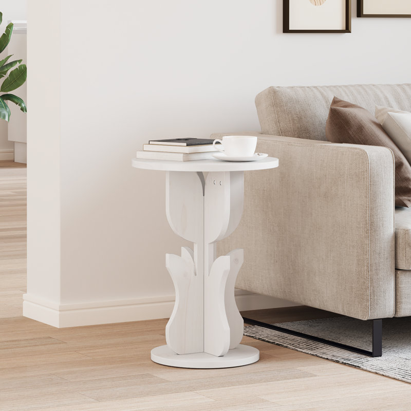 Side Table Solid Pine Wood, White