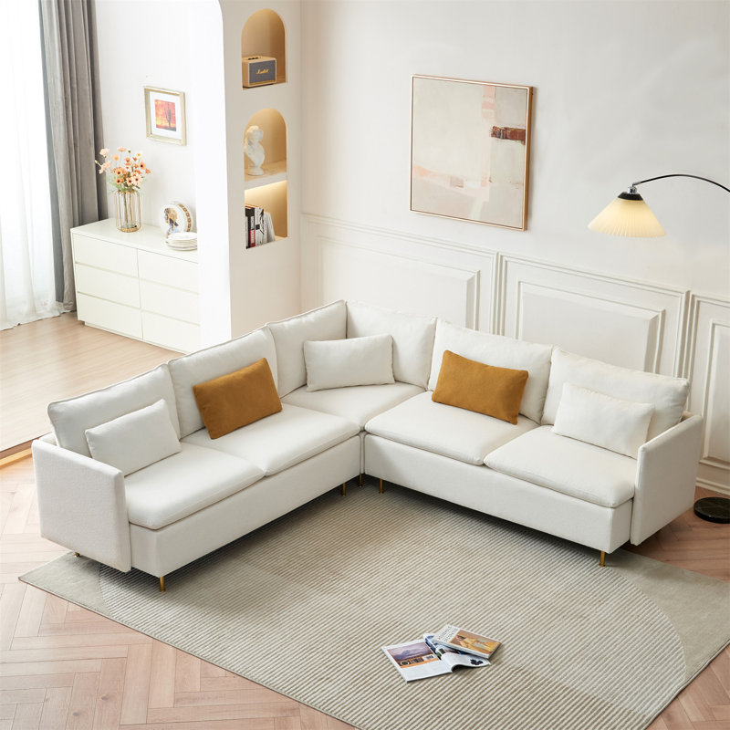Canapé modulaire 3 pièces Mattin, Peluche beige