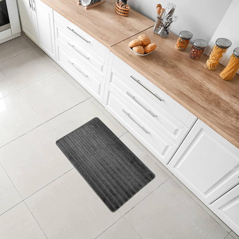 Tapis de cuisine, Rectangle 1 pi 5 po x 2 pi 8 po, Gris foncé