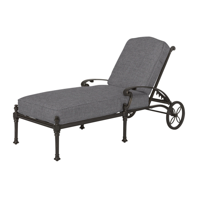 Florence Outdoor Chaise Lounge, Cast Slate Sunbrella® Plainweave, Desert Bronze