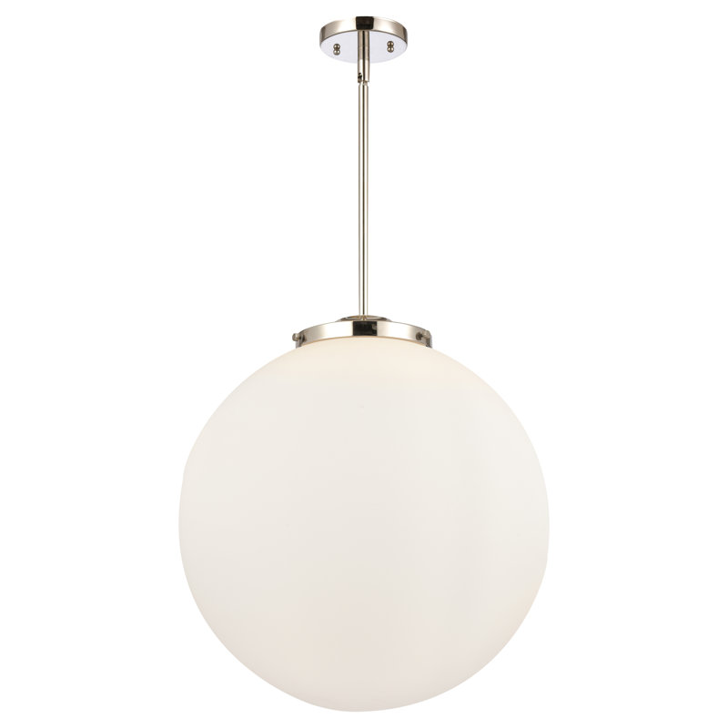 Beacon 3 - Light Globe LED Pendant, Polished Nickel, 19" H x 18"W x 18"D, Matte White