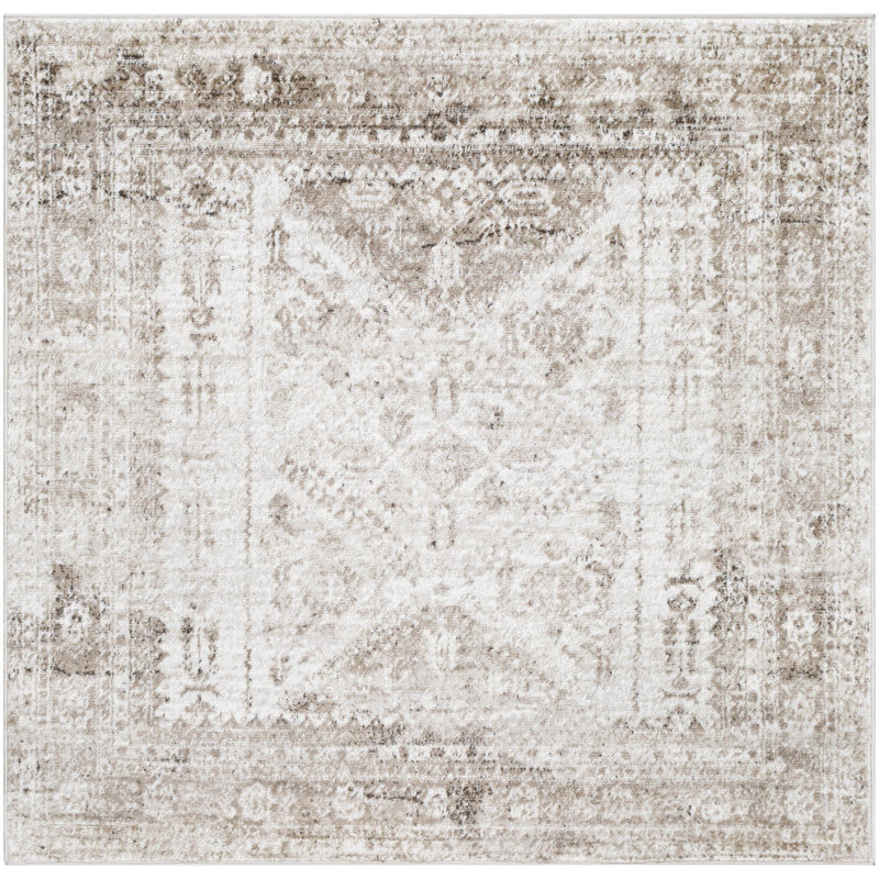 Priston Oriental Brown Area Rug, Square 6'7"