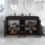 Meuble-lavabo double 60 po en chêne fumé avec lavabo noir-604458796
