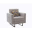 Fauteuil l 33,5 po en tissu de lin beige avec pieds en métal, poches latérales et coussin