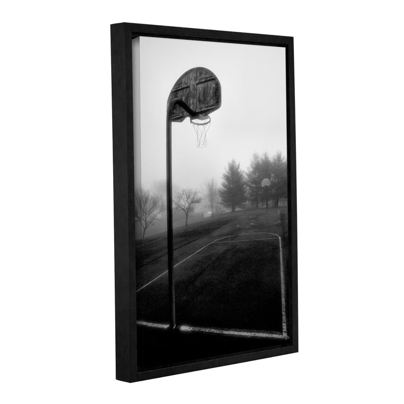 Black and White Framed Basketball Court Canvas Print