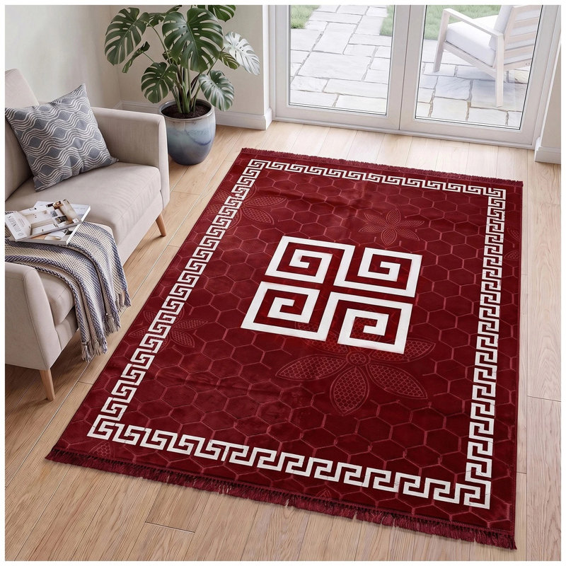 Rectangle Geometric Shapes Washable Area Rug, NAVY, Runner 80 x 180 cm