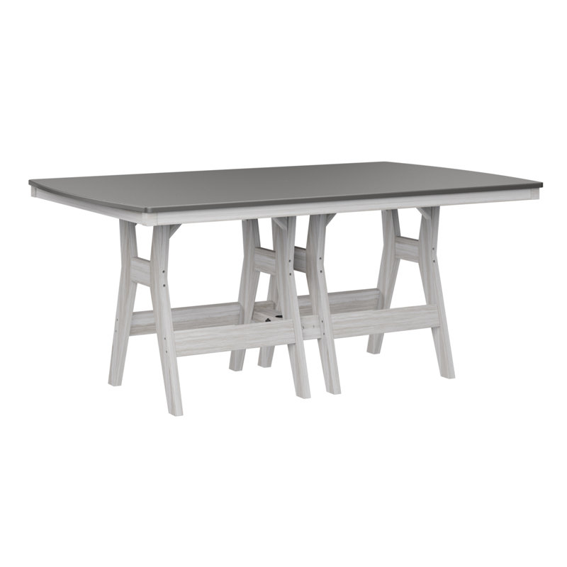 Table de bar rectangulaire 72 po Berlin Gardens Harbor, Acier inoxydable martelé, Coquillage, H 38,87 po x l 72 po x P 44 po