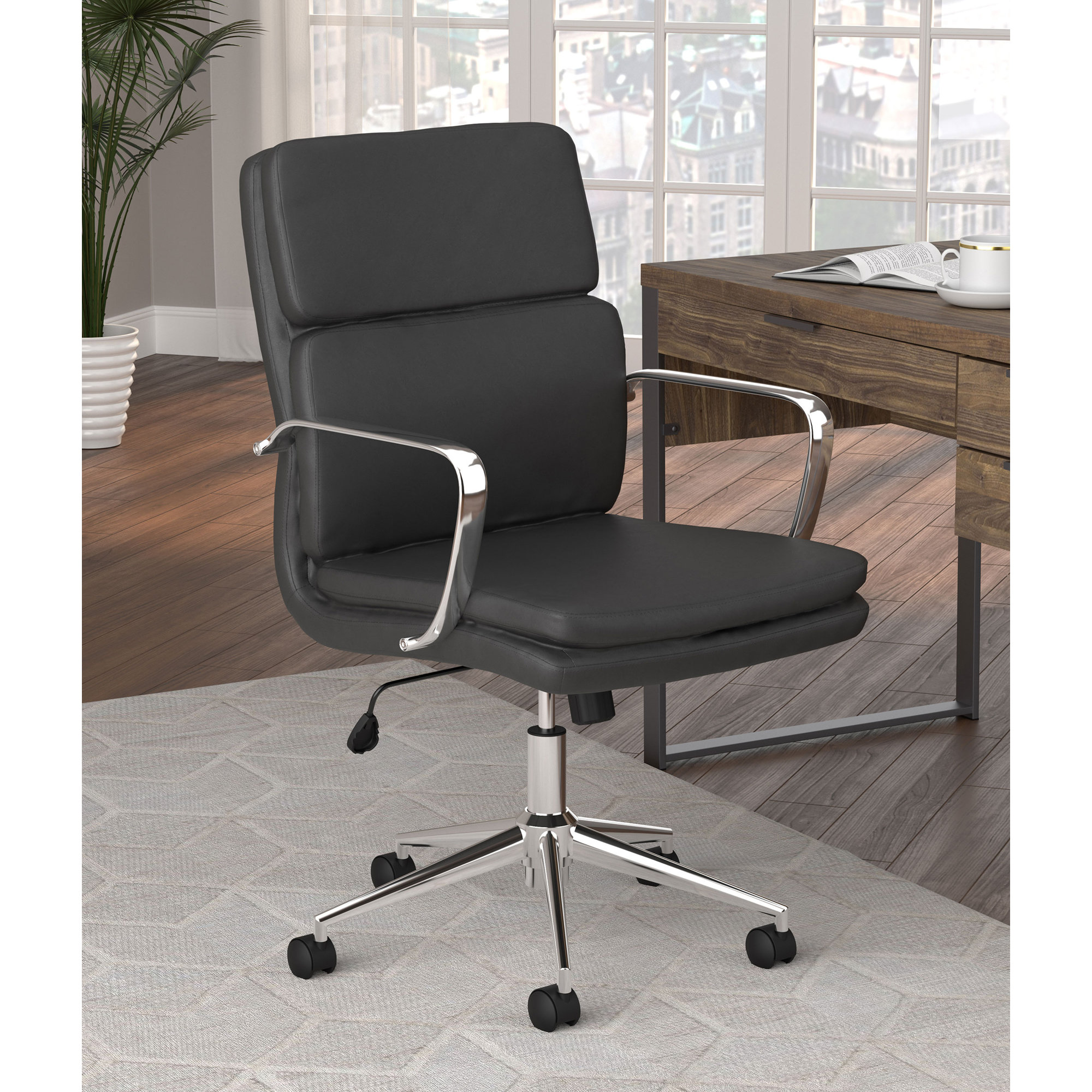 Rusanka Swivel Office Chair, Black, 21"