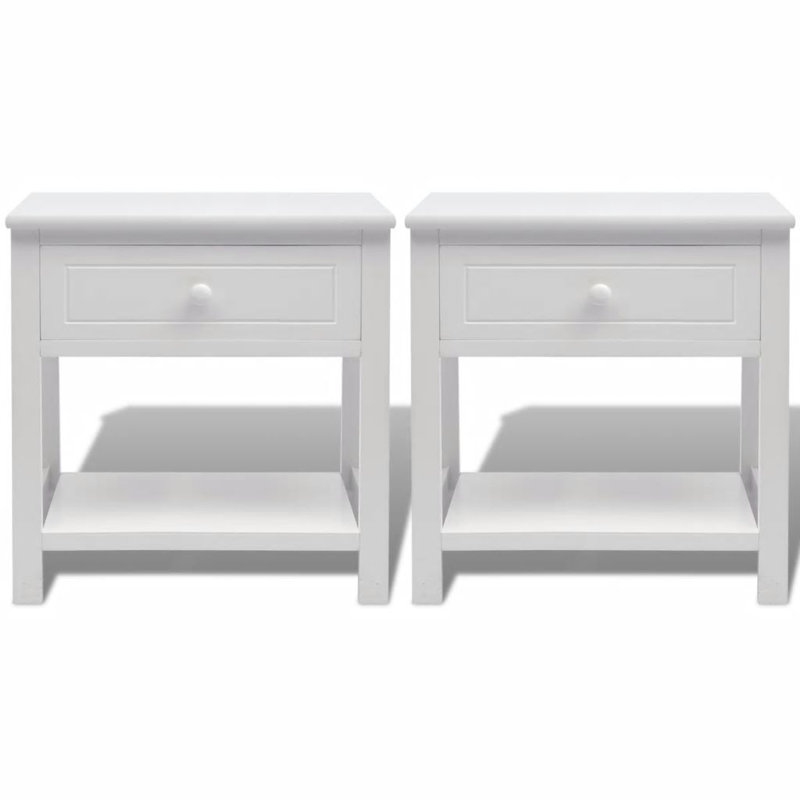 Milardo 29cm W Bedside Table, White