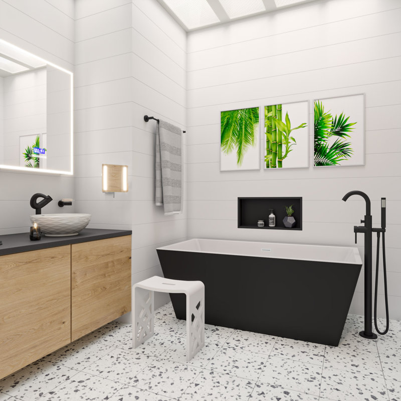 59.06'' x 29.53'' Soaking No Bathtub, Black