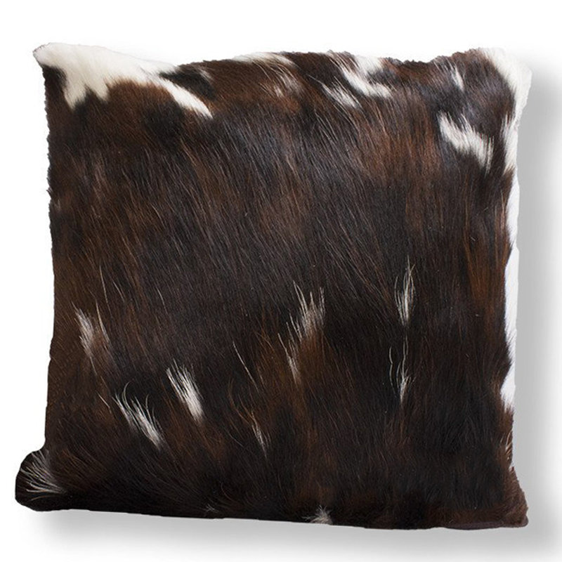  Authentic Cowhide Throw Pillow Cover, 16" H x 16" W