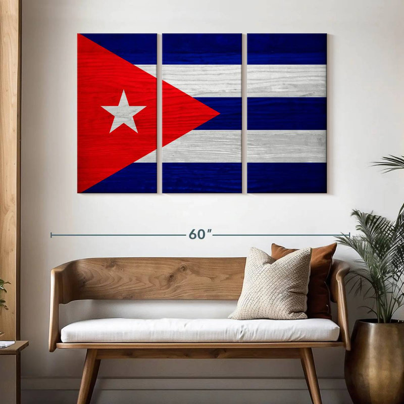 Bois de Borges, drapeau de Cuba, H 32 po x l 50 po
