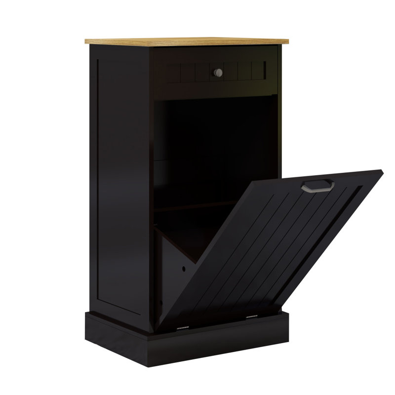 Armoire poubelle de cuisine inclinable à un tiroir et à un compartiment - Noir
