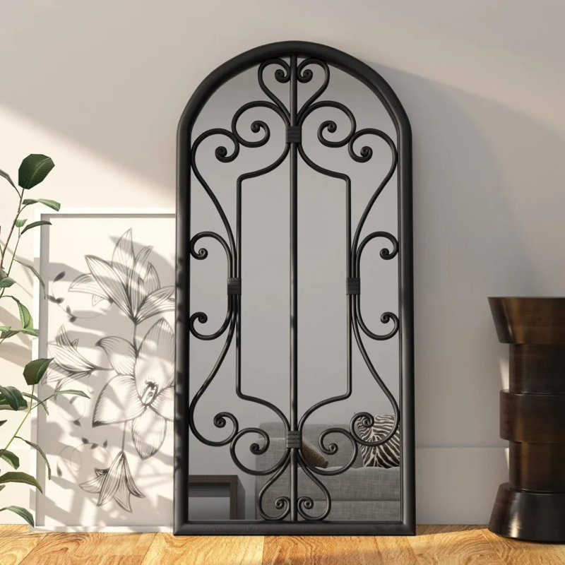 Abdul-Nafi Metal Flat Wall Mirror, Black, 100cm H x 45cm W