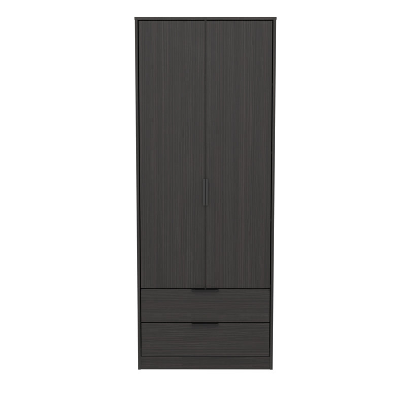 Fully Assembled Tuckerton Wardrobe, 197cm H x 74cm W x 53cm D, Black